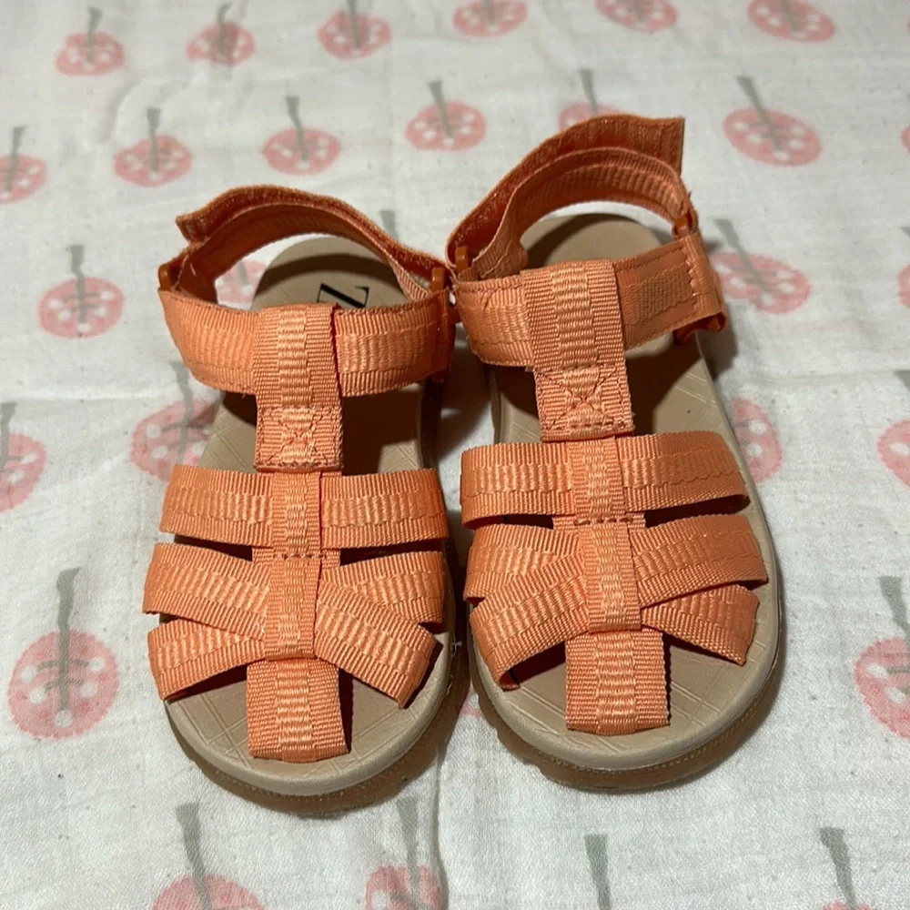 Zara Orange Kids Strappy Velcro Sandals